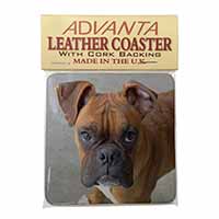 Red Boxer Dog Single Leather Photo Coaster