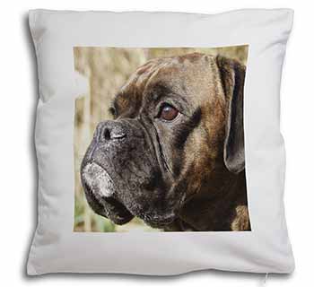 Brindle Boxer Dog Soft White Velvet Feel Scatter Cushion