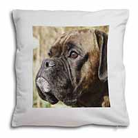 Brindle Boxer Dog Soft White Velvet Feel Scatter Cushion