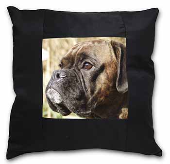 Brindle Boxer Dog Black Satin Feel Scatter Cushion