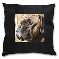 Brindle Boxer Dog Black Satin Feel Scatter Cushion