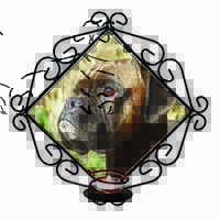Brindle Boxer Dog Wrought Iron Wall Art Candle Holder