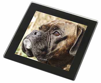 Brindle Boxer Dog Black Rim High Quality Glass Coaster