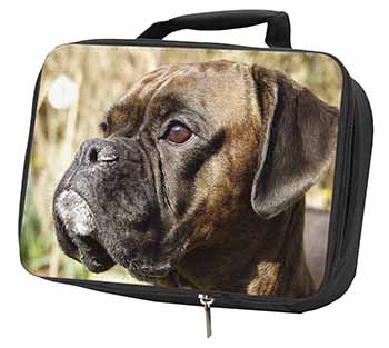 Brindle Boxer Dog Black Insulated School Lunch Box/Picnic Bag