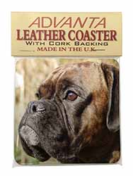 Brindle Boxer Dog Single Leather Photo Coaster