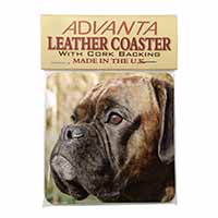 Brindle Boxer Dog Single Leather Photo Coaster
