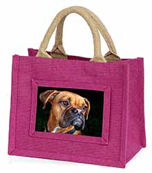 Boxer Dog Little Girls Small Pink Jute Shopping Bag