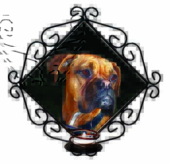 Boxer Dog Wrought Iron Wall Art Candle Holder
