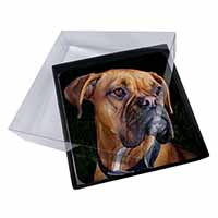 4x Boxer Dog Picture Table Coasters Set in Gift Box