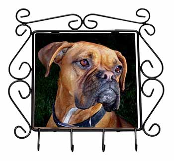 Boxer Dog Wrought Iron Key Holder Hooks