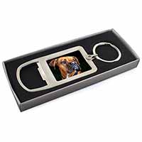 Boxer Dog Chrome Metal Bottle Opener Keyring in Box