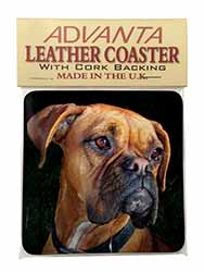 Boxer Dog Single Leather Photo Coaster