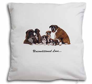 Boxer Dog-Love Soft White Velvet Feel Scatter Cushion