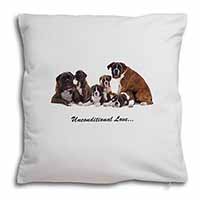 Boxer Dog-Love Soft White Velvet Feel Scatter Cushion