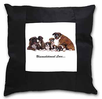 Boxer Dog-Love Black Satin Feel Scatter Cushion