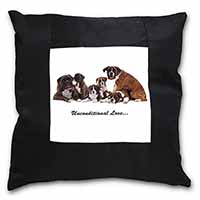Boxer Dog-Love Black Satin Feel Scatter Cushion