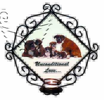 Boxer Dog-Love Wrought Iron Wall Art Candle Holder