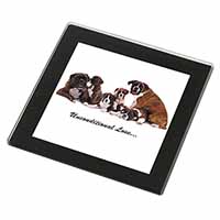 Boxer Dog-Love Black Rim High Quality Glass Coaster