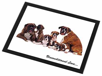 Boxer Dog-Love Black Rim High Quality Glass Placemat