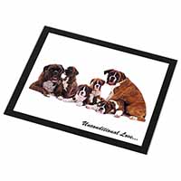 Boxer Dog-Love Black Rim High Quality Glass Placemat