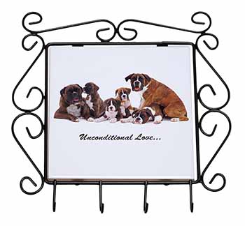 Boxer Dog-Love Wrought Iron Key Holder Hooks