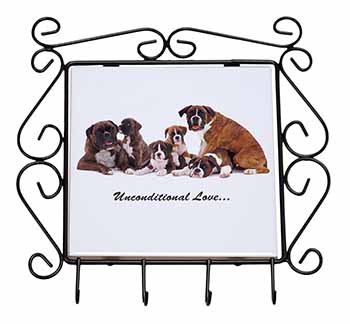 Boxer Dog-Love Wrought Iron Key Holder Hooks