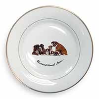 Boxer Dog-Love Gold Rim Plate Printed Full Colour in Gift Box