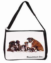 Boxer Dog-Love Large Black Laptop Shoulder Bag School/College