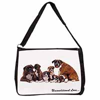 Boxer Dog-Love Large Black Laptop Shoulder Bag School/College