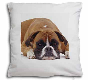 Red and White Boxer Dog Soft White Velvet Feel Scatter Cushion