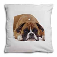 Red and White Boxer Dog Soft White Velvet Feel Scatter Cushion - Advanta Group®