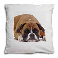 Red and White Boxer Dog Soft White Velvet Feel Scatter Cushion