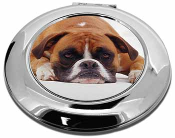 Red and White Boxer Dog Make-Up Round Compact Mirror