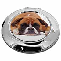 Red and White Boxer Dog Make-Up Round Compact Mirror