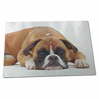 Large Glass Cutting Chopping Board Red and White Boxer Dog