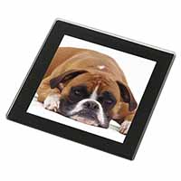 Red and White Boxer Dog Black Rim High Quality Glass Coaster