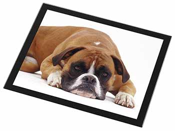 Red and White Boxer Dog Black Rim High Quality Glass Placemat