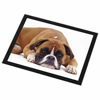 Red and White Boxer Dog Black Rim High Quality Glass Placemat
