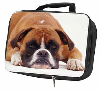 Red and White Boxer Dog Black Insulated School Lunch Box/Picnic Bag