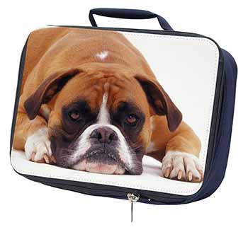 Red and White Boxer Dog Navy Insulated School Lunch Box/Picnic Bag