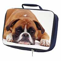 Red and White Boxer Dog Navy Insulated School Lunch Box/Picnic Bag