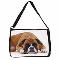 Red and White Boxer Dog Large Black Laptop Shoulder Bag School/College