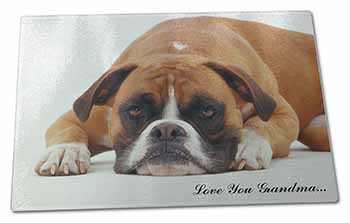 Large Glass Cutting Chopping Board Red Boxer Dog 