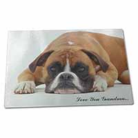 Large Glass Cutting Chopping Board Red Boxer Dog 