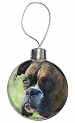 Brindle and White Boxer Dog Christmas Bauble
