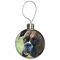 Brindle and White Boxer Dog Christmas Bauble