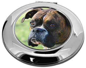 Brindle and White Boxer Dog Make-Up Round Compact Mirror