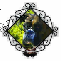 Boxer Dog with Daffodils Wrought Iron Wall Art Candle Holder