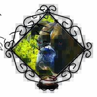 Boxer Dog with Daffodils Wrought Iron Wall Art Candle Holder