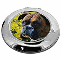 Boxer Dog with Daffodils Make-Up Round Compact Mirror